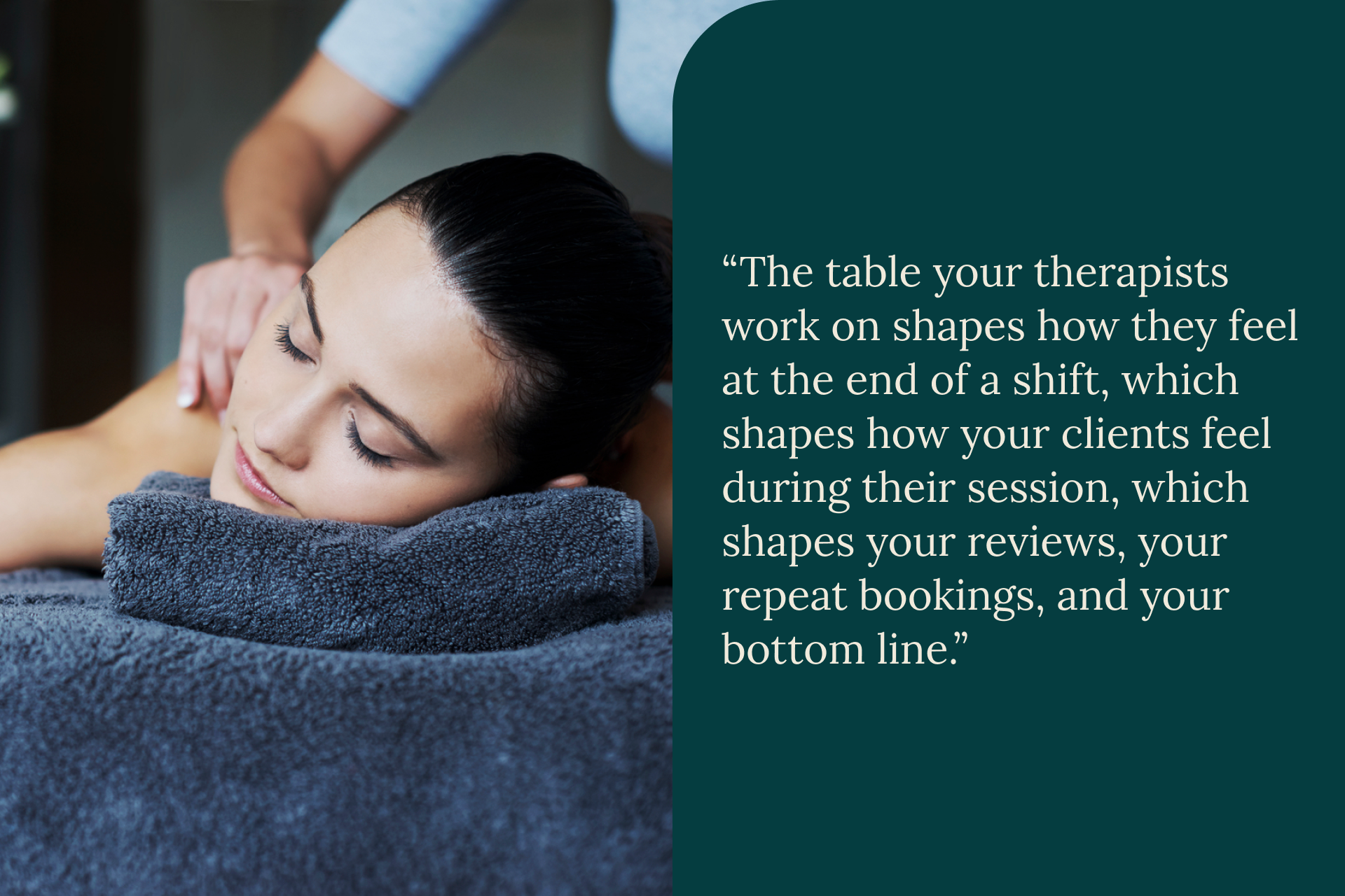 spa massage table in use during treatment highlighting therapist technique and guest comfort in a professional spa setting