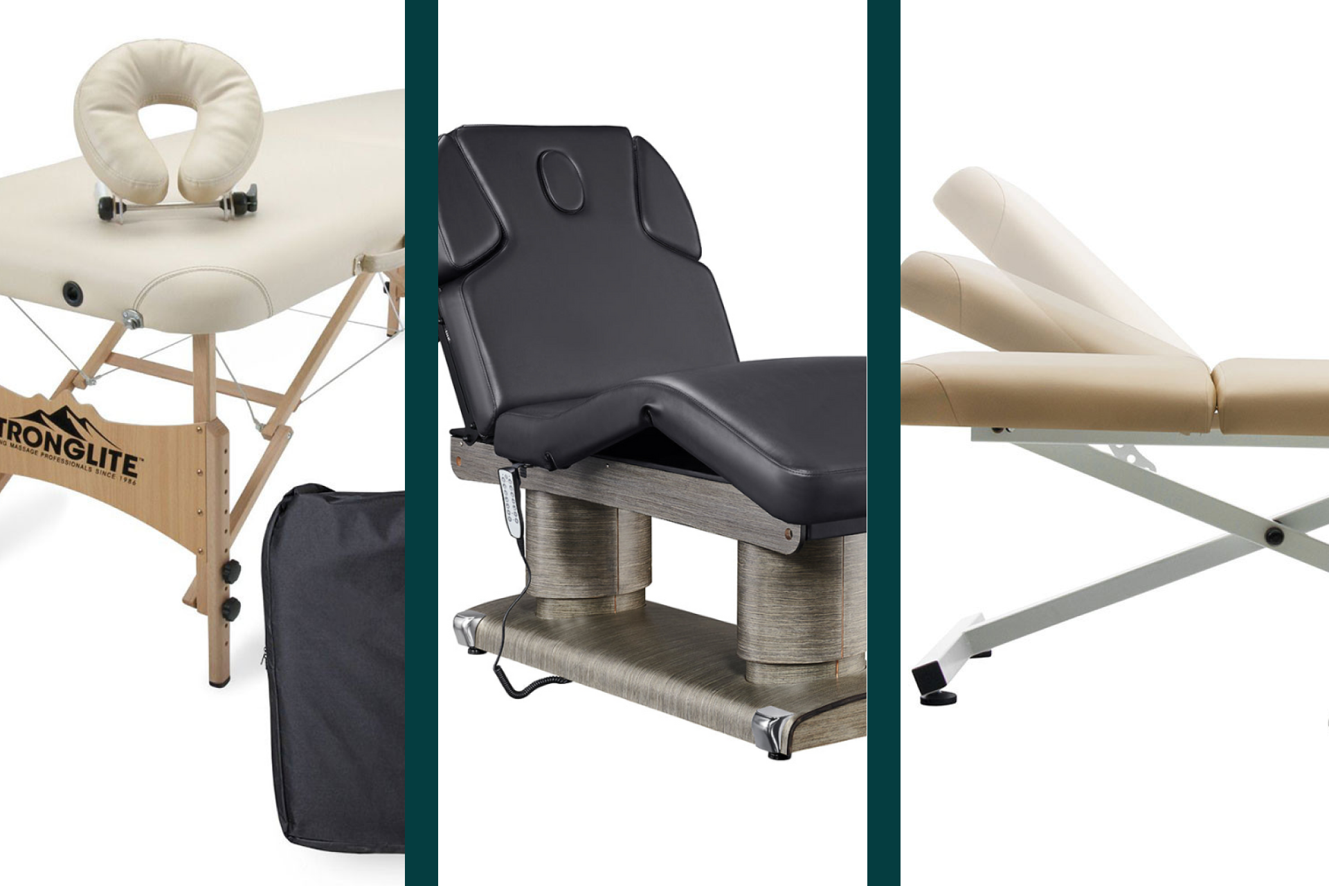 portable massage table electric treatment table and stationary treatment table options for spa and hotel use